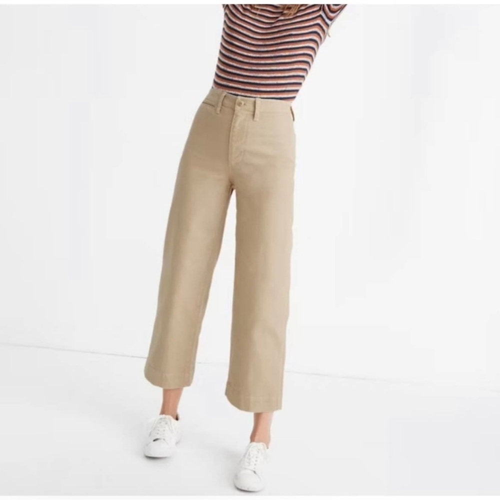 Madewell Emmett Wide-Leg Crop Pants in Khaki Size 30